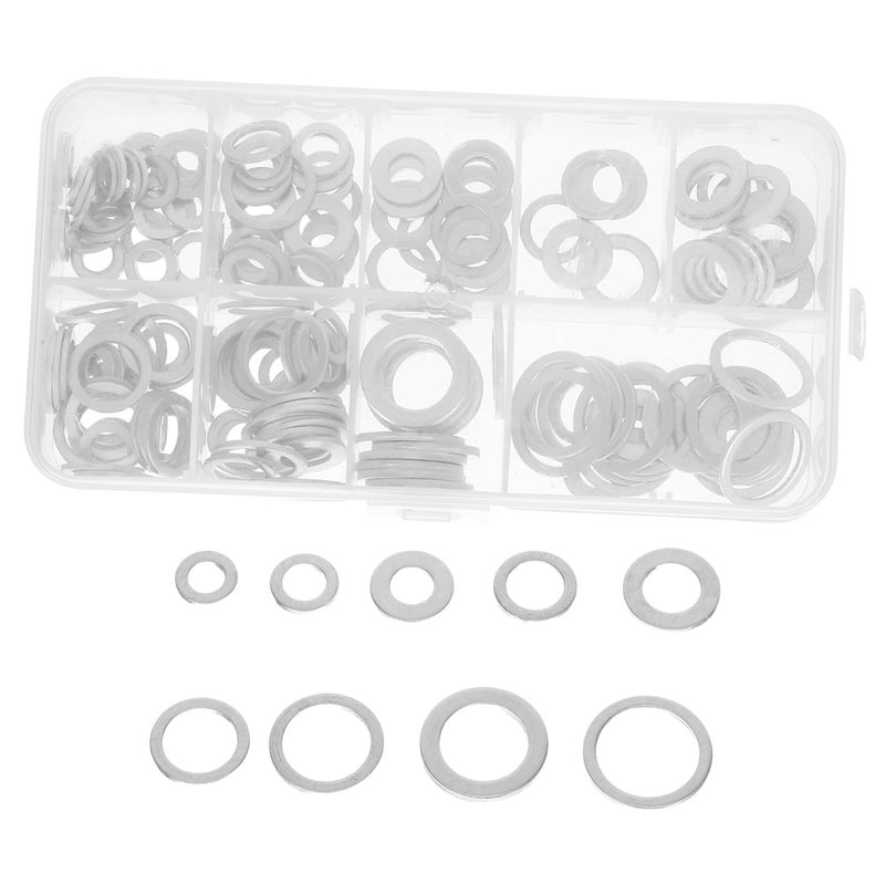 200Pcs Aluminum Oil Drain Plug Crush Washers High Temperature Leakproof Gaskets with Storage Box - Image 1